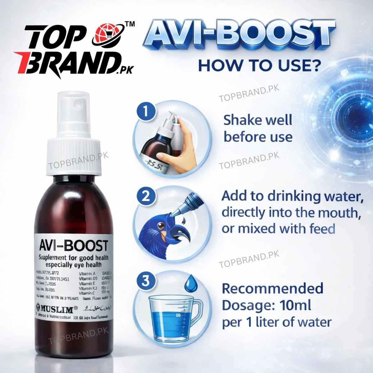 AVI-BOOST Eye Health Supplement for Birds and Animals 100ml