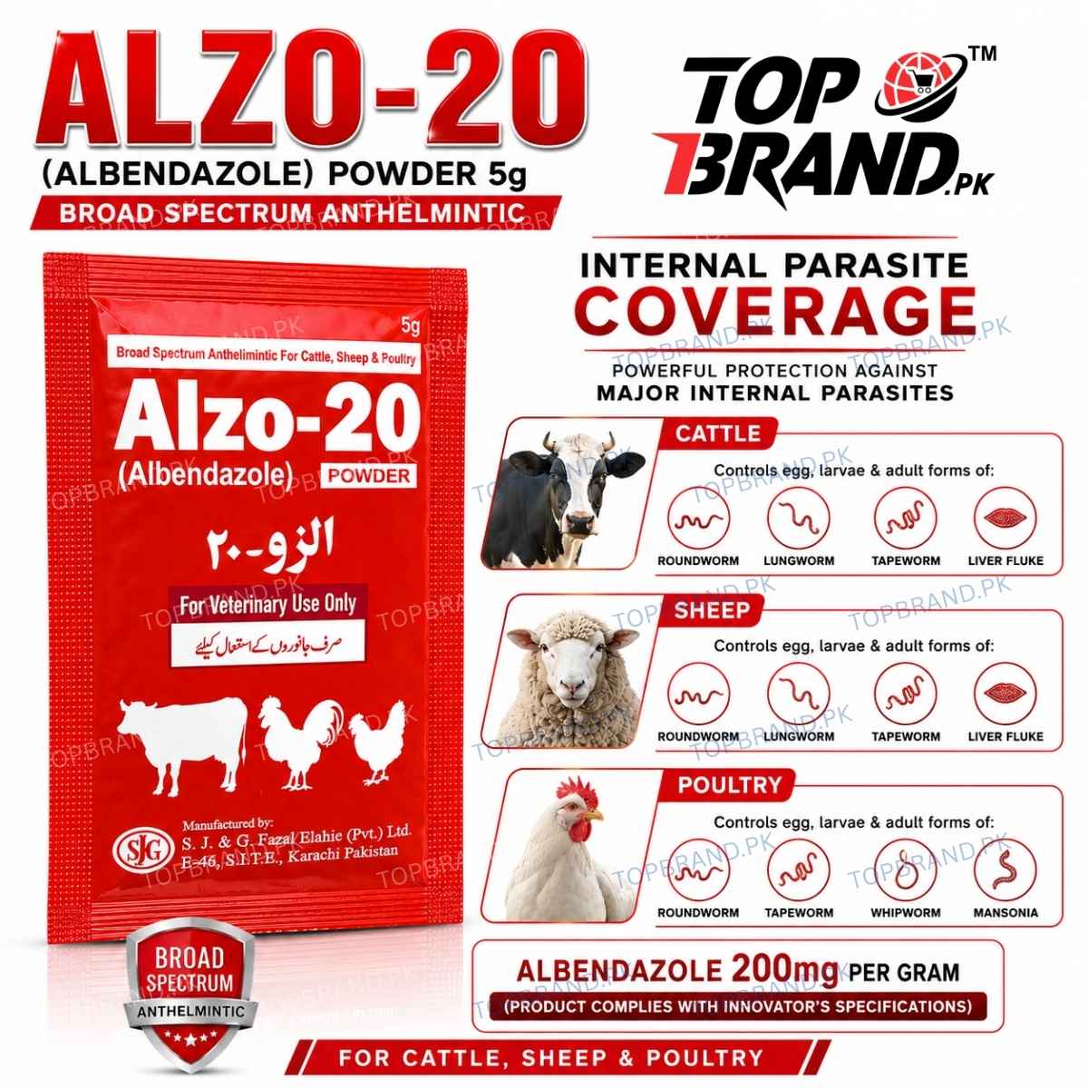 Alzo-20 (Albendazole) Powder 5g