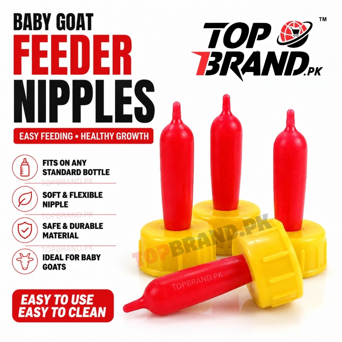 Baby Goat Bottle Feeder Nipple with Screw Cap (Pack of 10)