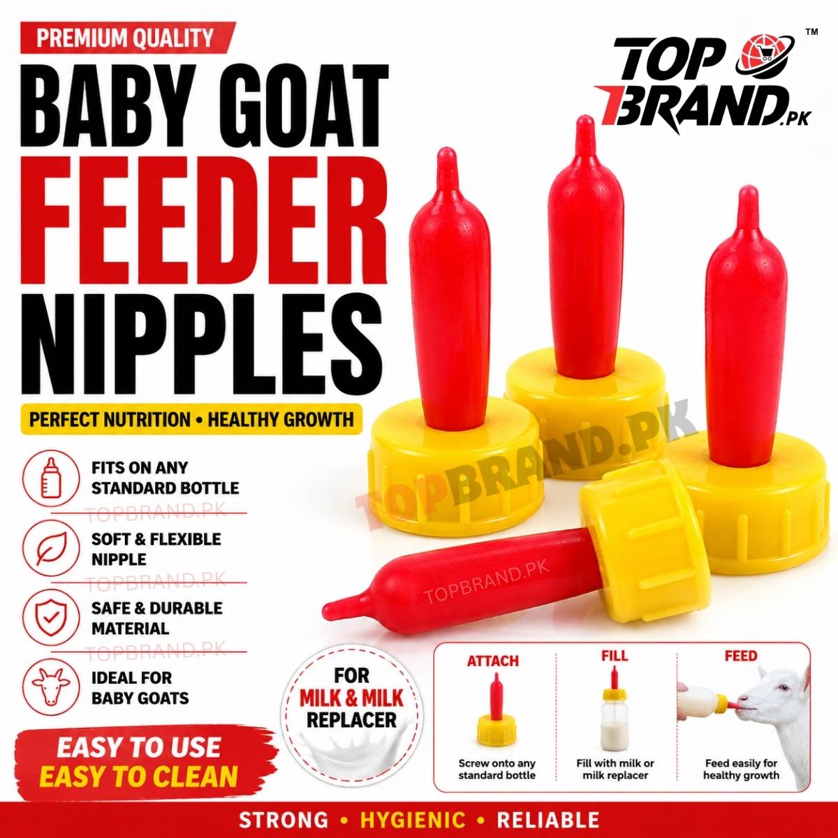 Baby Goat Bottle Feeder Nipple with Screw Cap (Pack of 10)