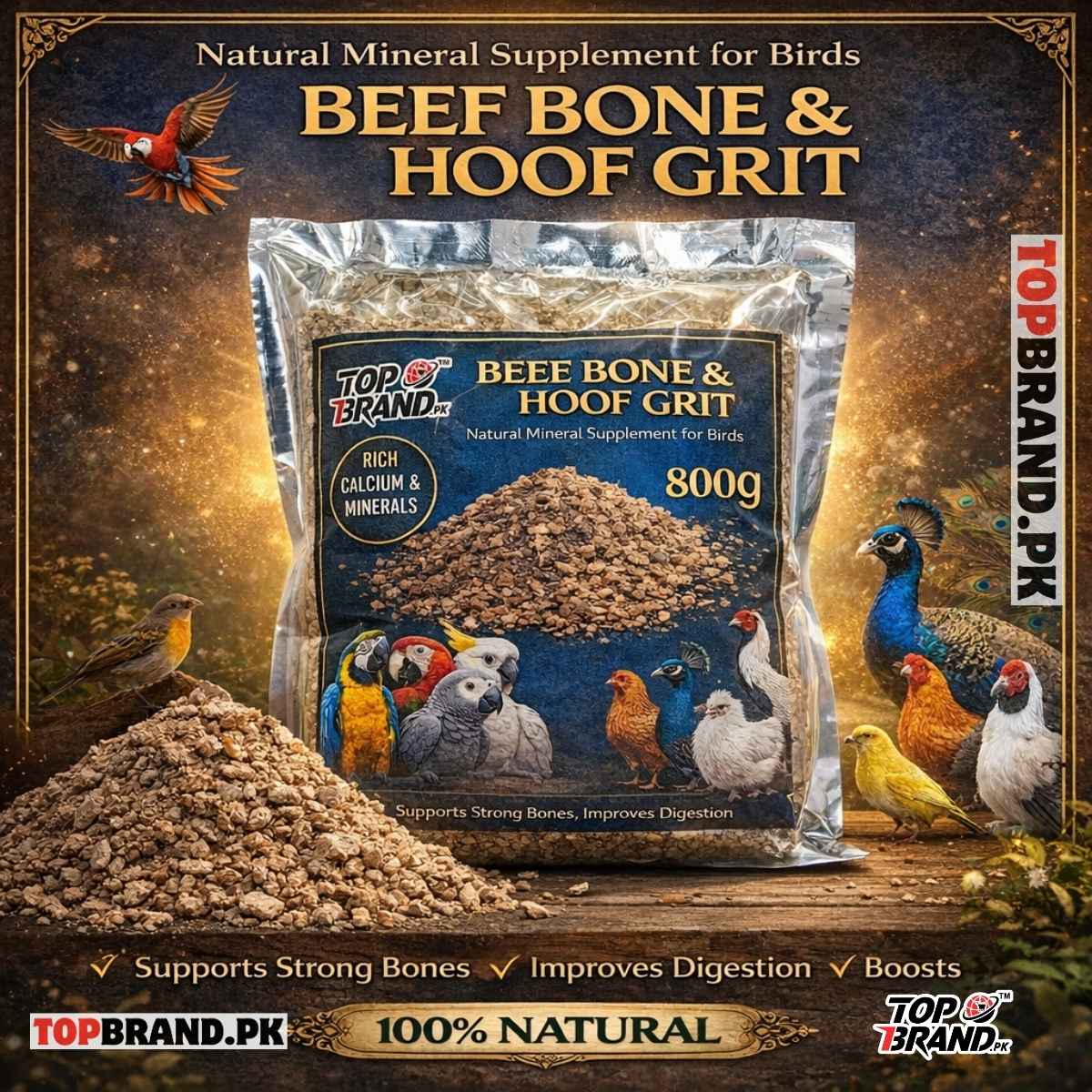 Beef Bone & Hoof Grit for Birds – Natural Calcium & Mineral Supplement