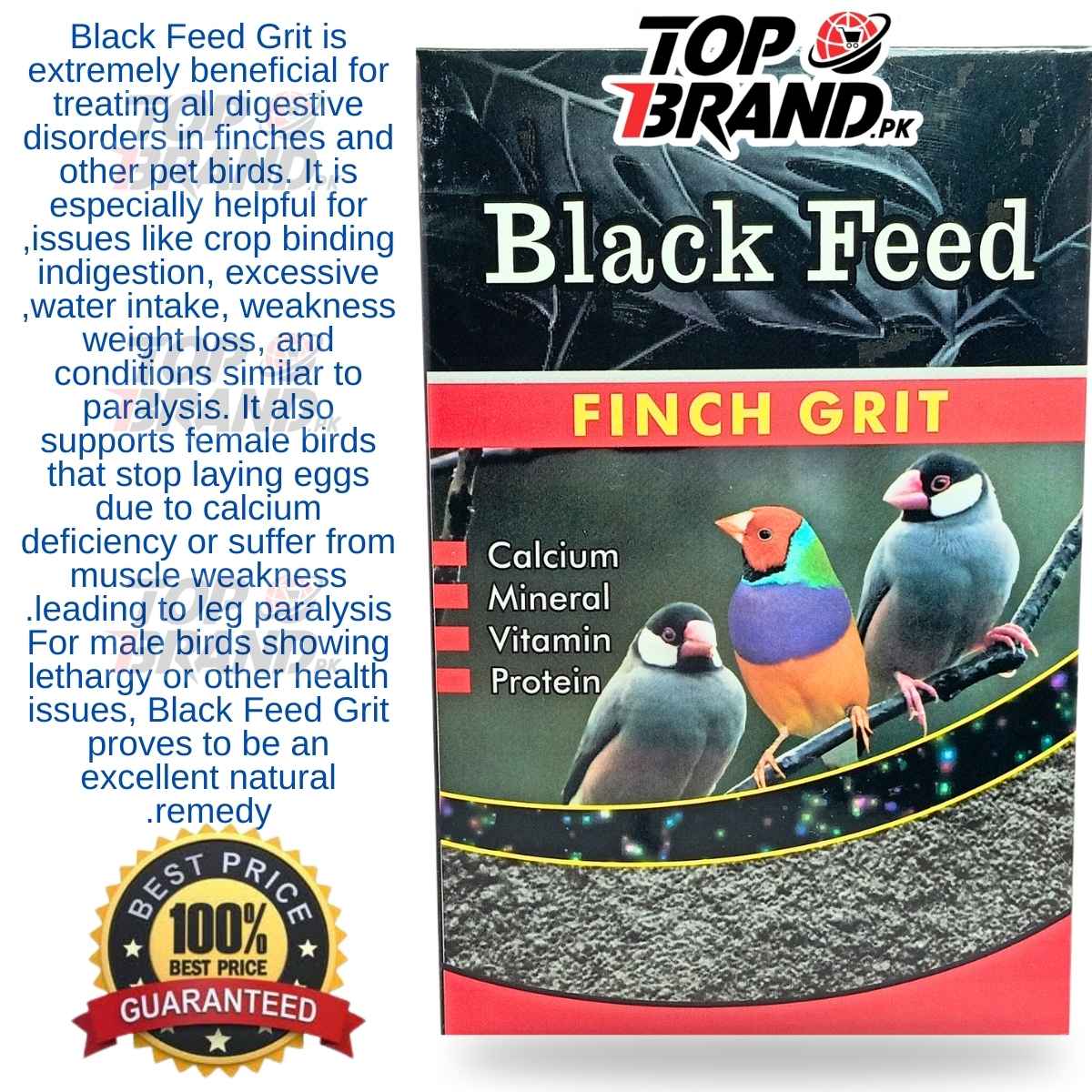 Black Feed Grit for Birds – Supports Crop Binding, Weakness & Egg-Laying Issues