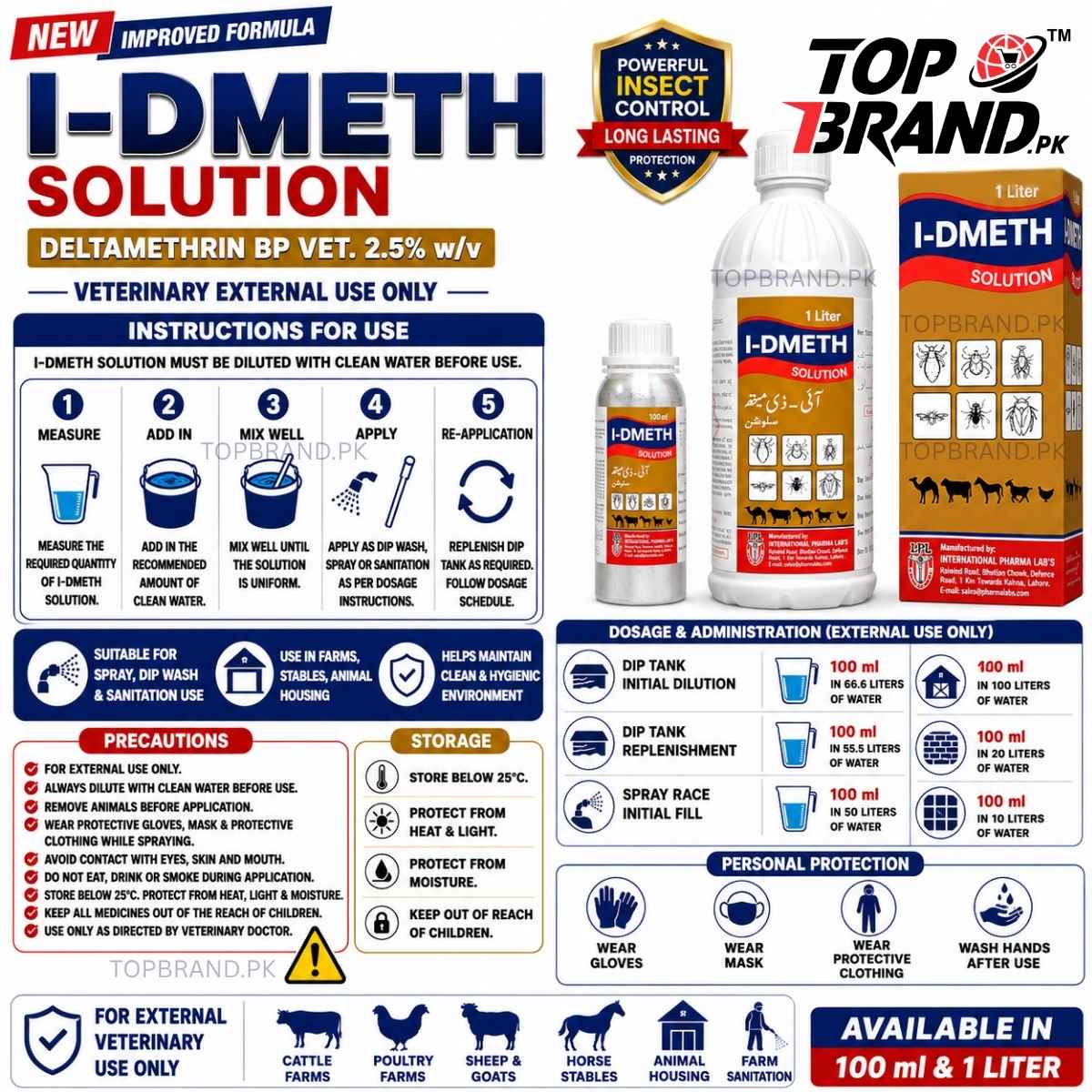 I-DMETH (Deltamethrin) Solution (For Fleas, Tcks, Mites control)