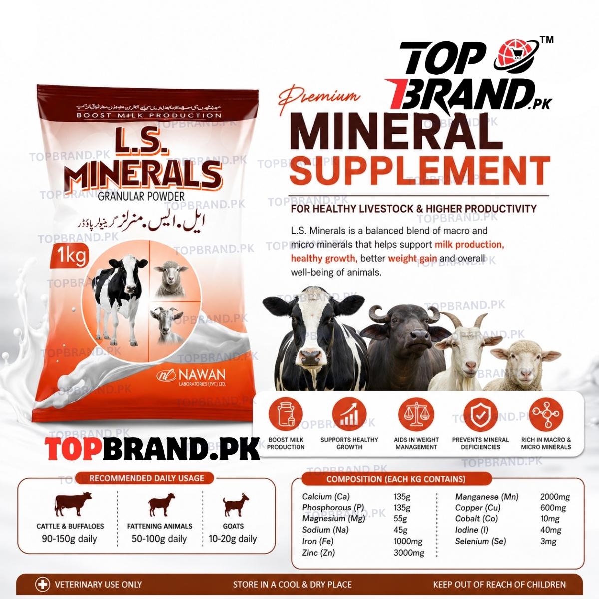 L.S MINERALS Vitamins for milk production Minerals Mixture for live stock Minerals Mixture for goat Minerals Mixture for cows Minerals Mixture Minerals for Cow Milton milk yield booster for cows milk production booster for Goat milk production booster for cows milk production booster for Buffalo milk booster meat growth supplement for LIvestock meat gainer for qurbani janwar Livestock Minerals Mixture
livestock growth supplement increase milk production in cows