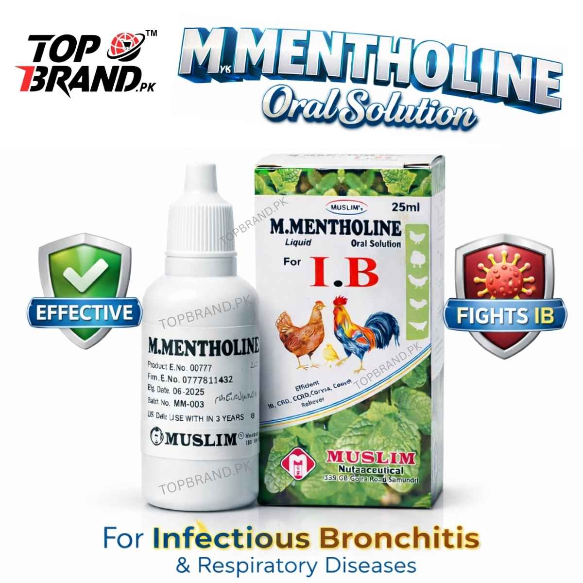 MENTHOLE ORAL SOLUTION 25ml FOR ANTI IB TRATMENT