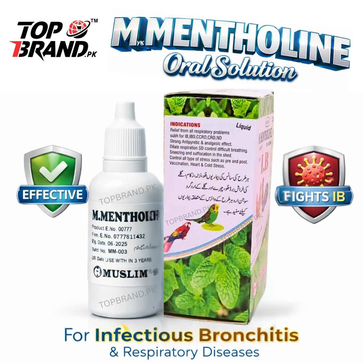 MENTHOLE ORAL SOLUTION 25ml FOR ANTI IB TRATMENT