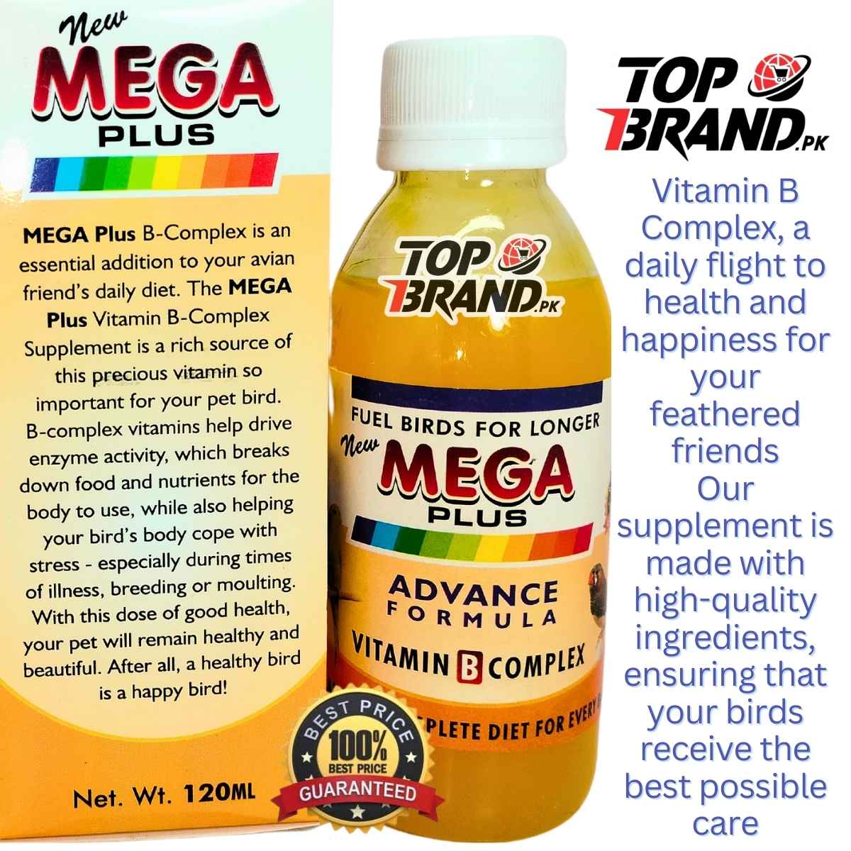 Mega Plus 120ml: Advanced Vitamin B Complex for Healthy & Happy Birds