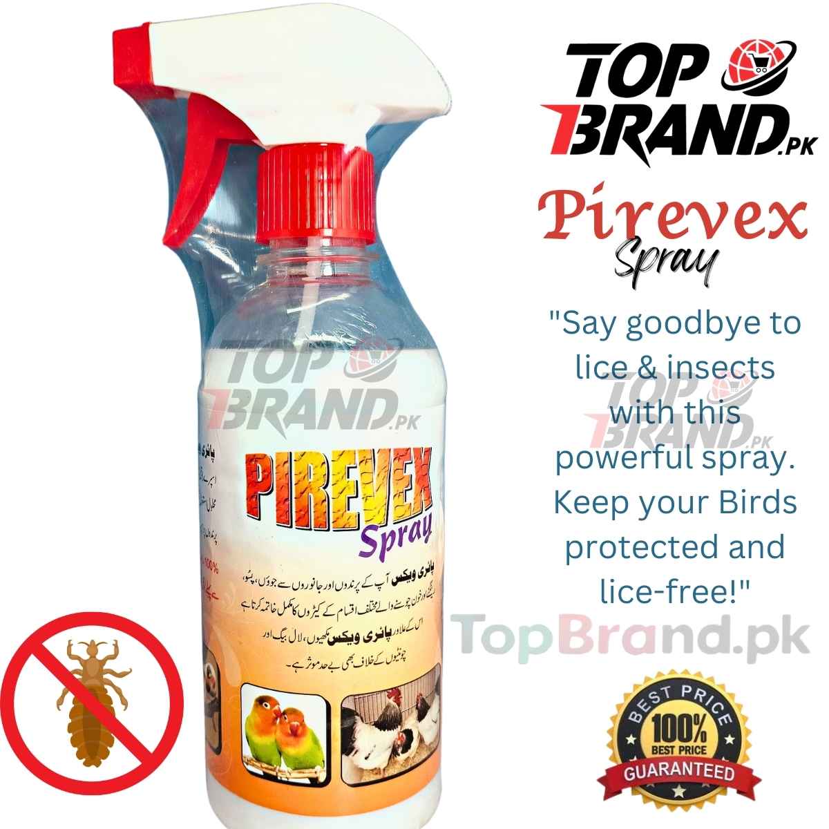 Pirevex Spray -Anti Lice - For Birds (With Shower Gun)