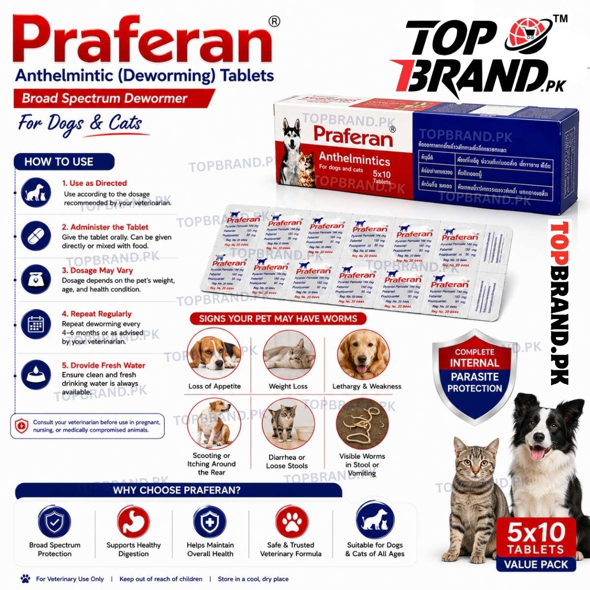 Praferan Cats & Dog Deworming Tablet