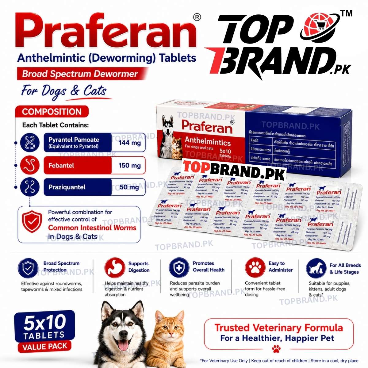 Praferan Cats & Dog Deworming Tablet
