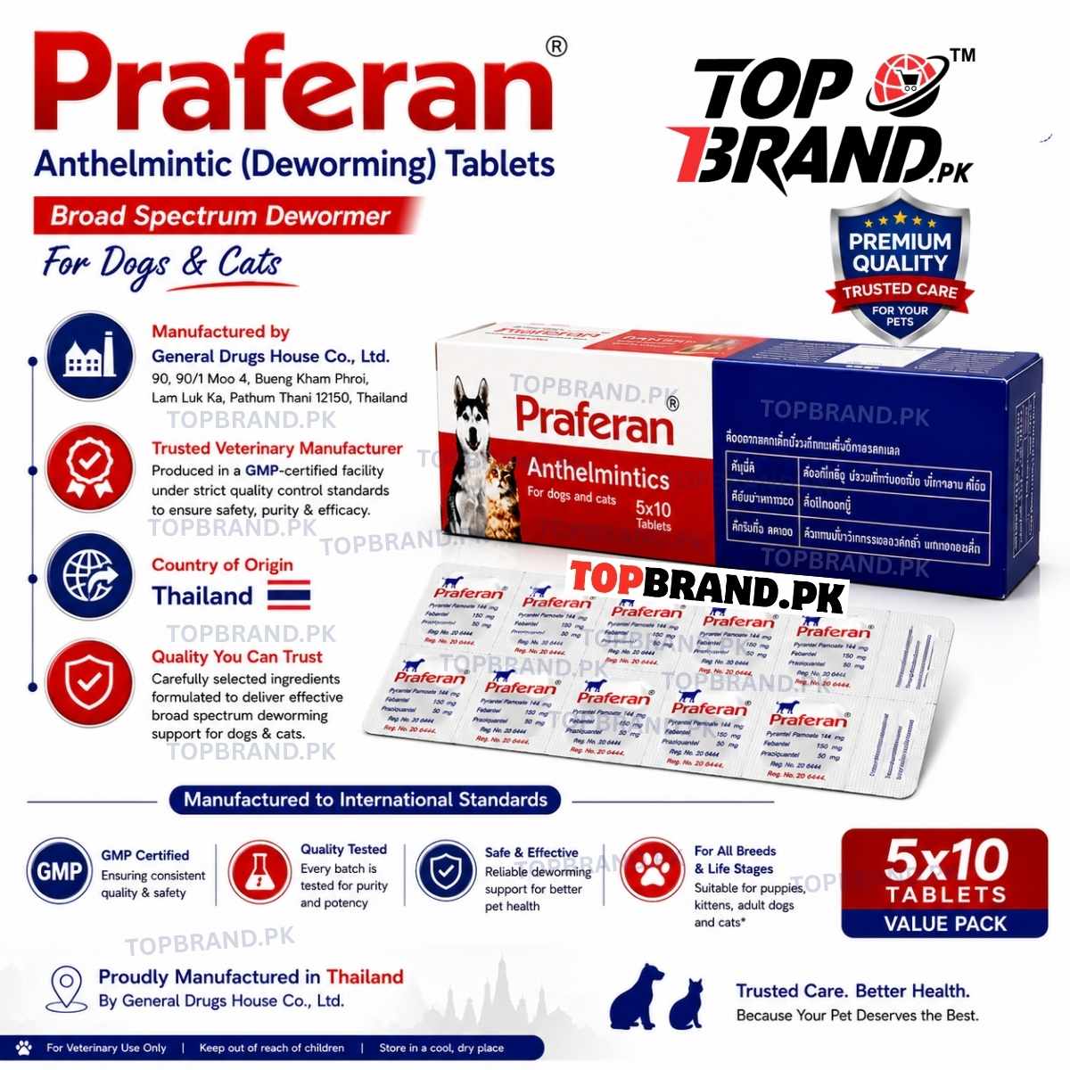 Praferan Cats & Dog Deworming Tablet