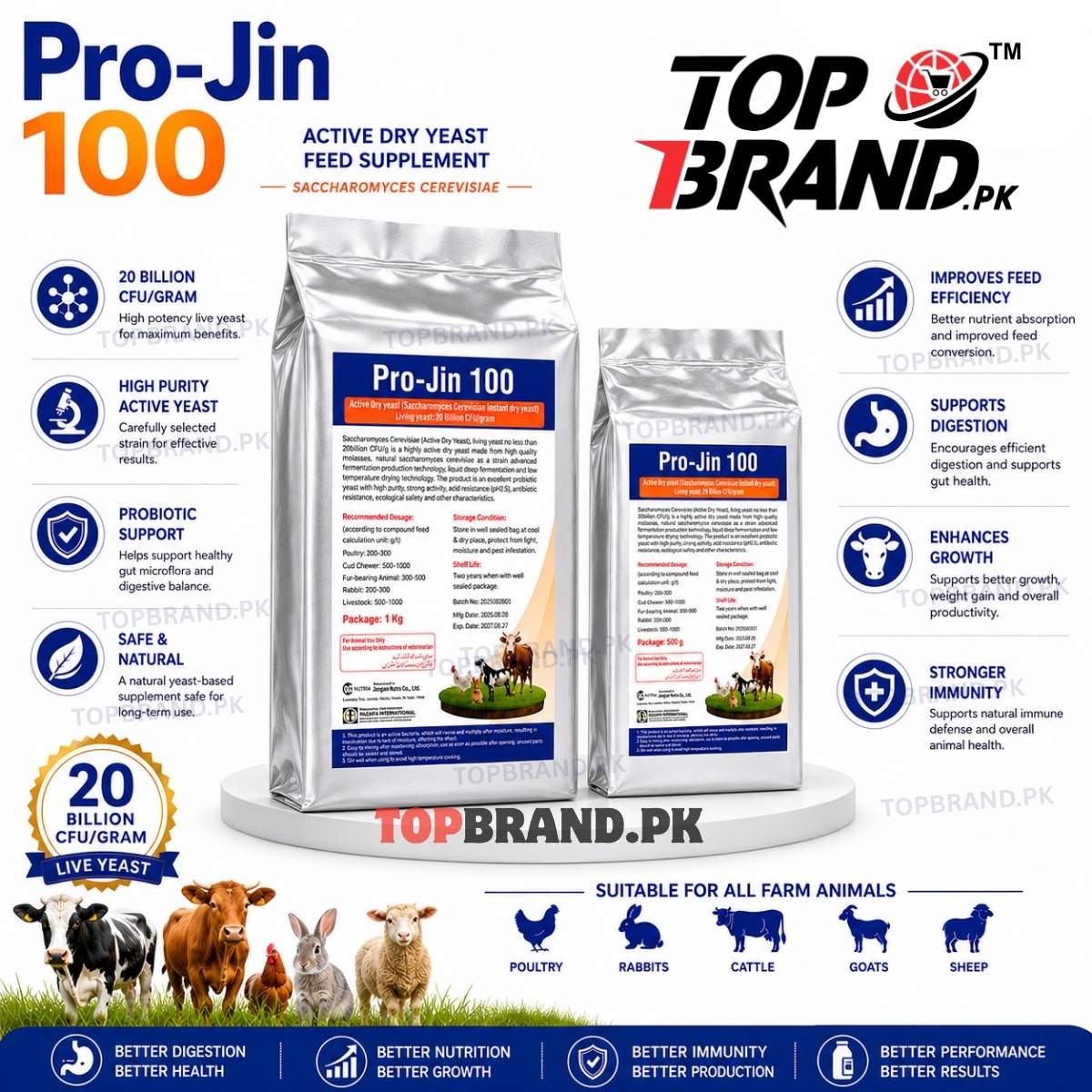 Pro-Jin 100 (Live Yeast-Probiotic) Active Dry Yeast Feed Supplement