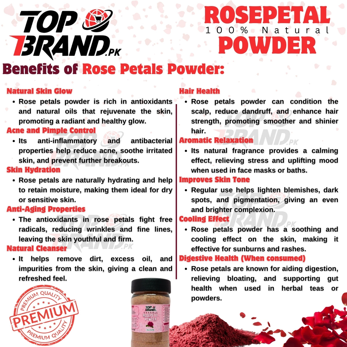 Premium Rose Petal Powder / Gulab Powder