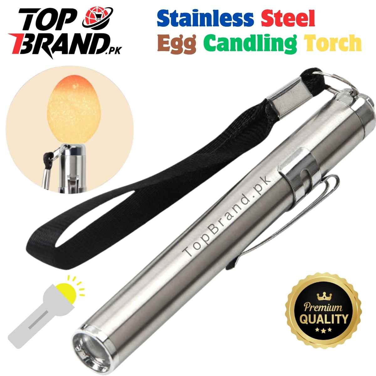 Stainless Steel Egg Candling Torch - Single Piece Candle Torch