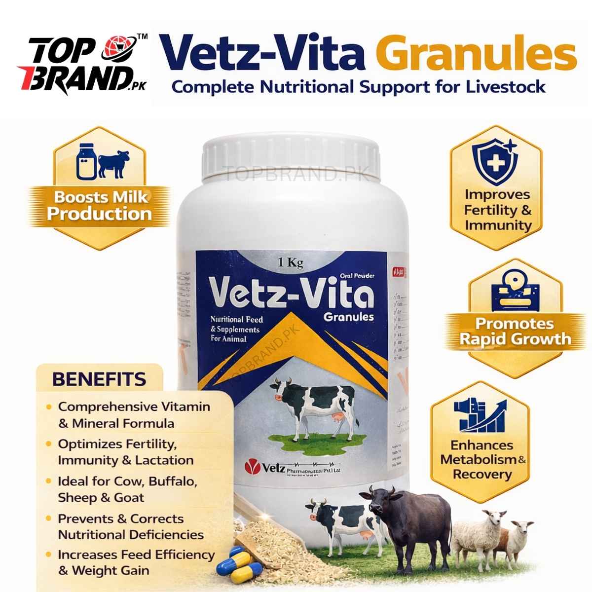 Vetz-Vita Granules (1kg) – Livestock Vitamin & Mineral Feed Supplement