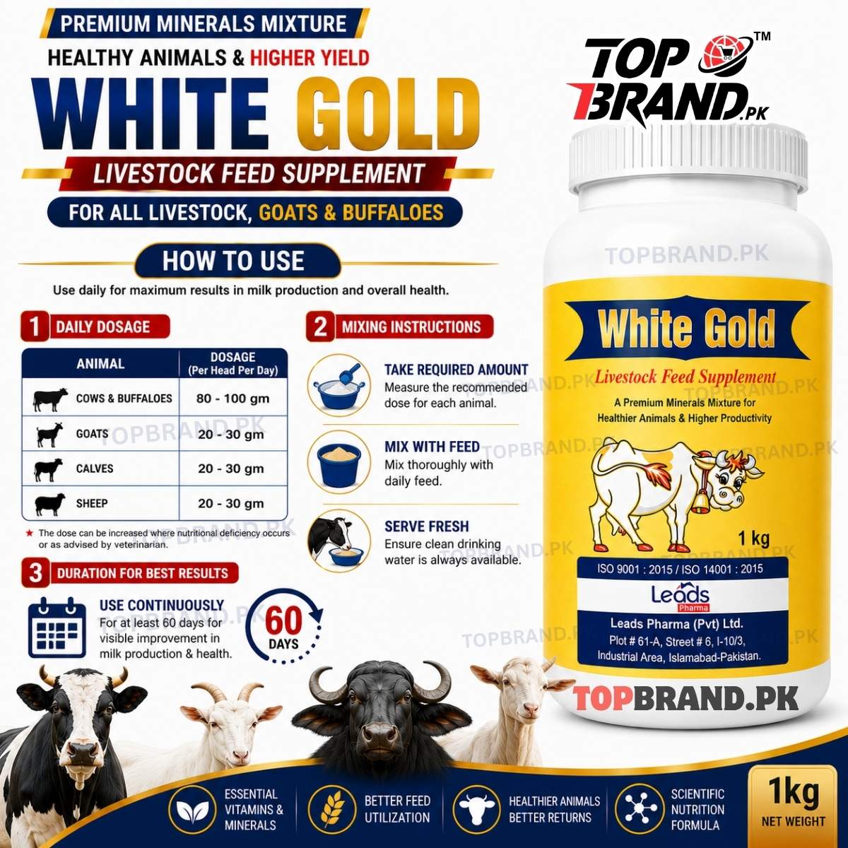 Vitamins for milk production Minerals Mixture for live stock Minerals Mixture for goat Minerals Mixture for cows Minerals Mixture Minerals for Cow Milton milk yield booster for cows milk production booster for Goat milk production booster for cows milk production booster for Buffalo milk booster meat growth supplement for LIvestock meat gainer for qurbani janwar Livestock Minerals Mixture
livestock growth supplement increase milk production in cows