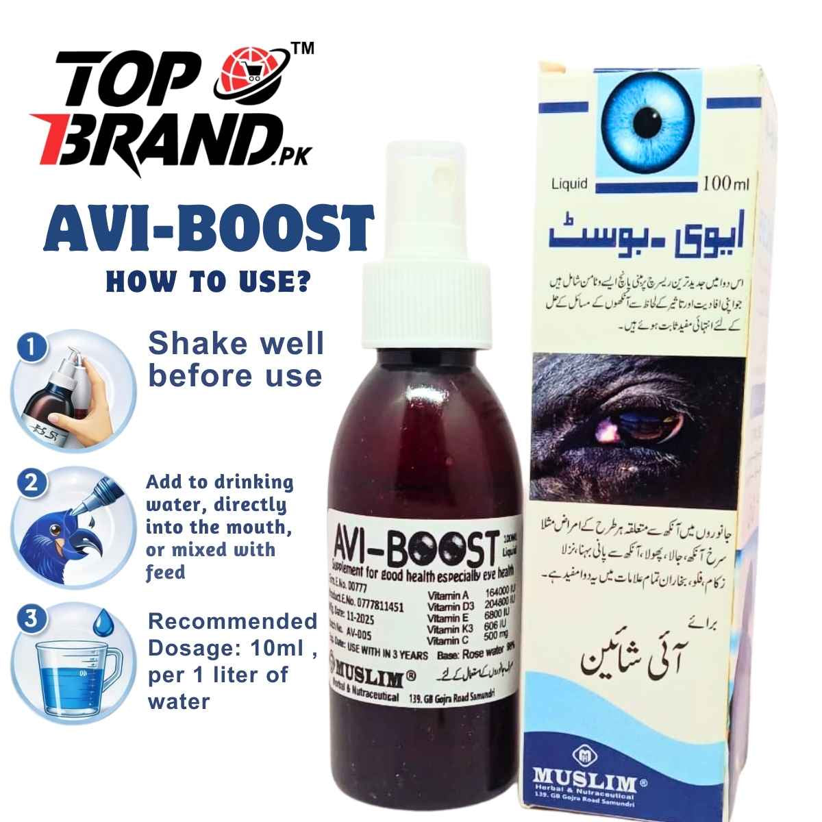 AVI-BOOST Eye Health Supplement for Birds and Animals 100ml