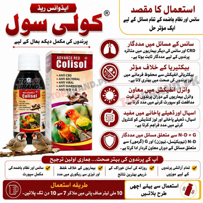 Advance Red Colisol (60ml) (Anti CRD, Antibacterial & Antiviral Liquid for Birds) Diarrhoea, Loose Motion, Respiratory Care &amp; Digestive Helth Support for Birds