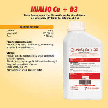 مرغی کے لیے مضبوط ہڈیوں اور بہتر پیداواری صلاحیت کے لیے Mialiq CaD3+Zinc