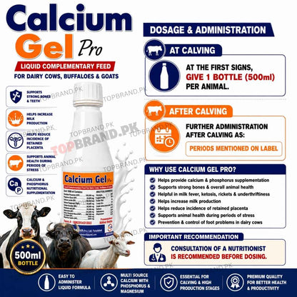 Xperian Pharma Calcium Gel Pro veterinary calcium Supliment  Pakistan  Propylene Glycol  Phosphoric Acid for cows buffaloes goats Liquid calcium feed for dairy animals goat sheep calcium tonic Dicalcium Phosphate Dairy livestock mineral feed supplement calcium supplement for cows Calcium supplement for buffaloes Calcium Propionate Calcium phosphorus supplement for cows Calcium phosphorus magnesium animal feed 
Calcium Lactate Calcium Gluconate  Calcium Gel Pro calcium bypass fat 84