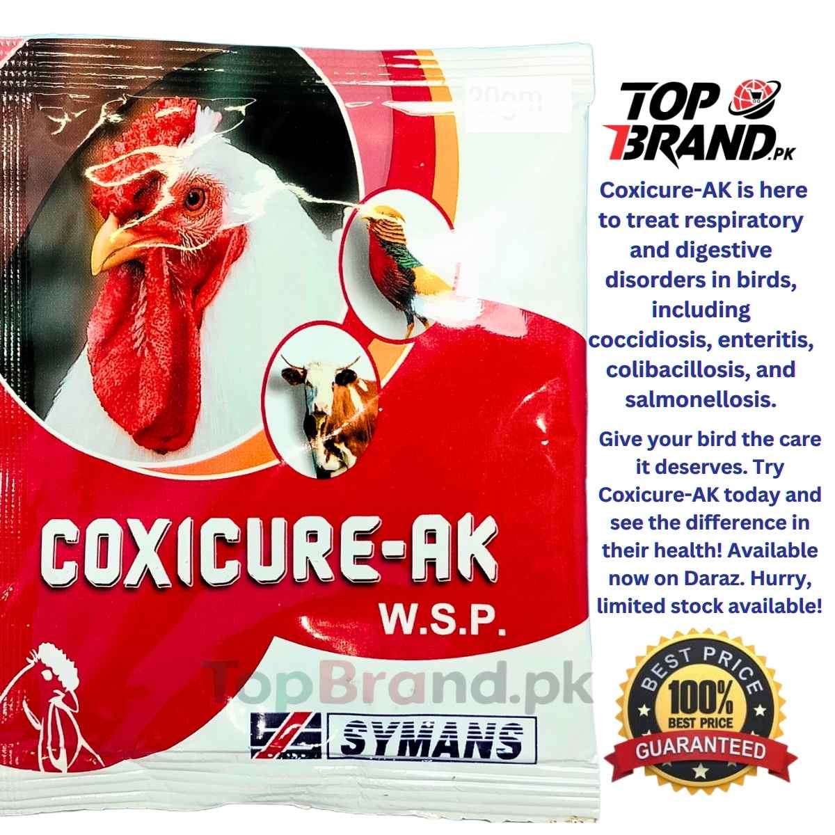 Coxicure-AK | Complete Treatment for Coccidiosis, Fowl Cholera, With Sulphaquinoxaline, Vitamins A & K3
