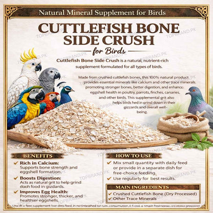 Cuttlefish Bone Side Crush (800g) for Birds – High Calcium Mineral Source for Birds & Pets