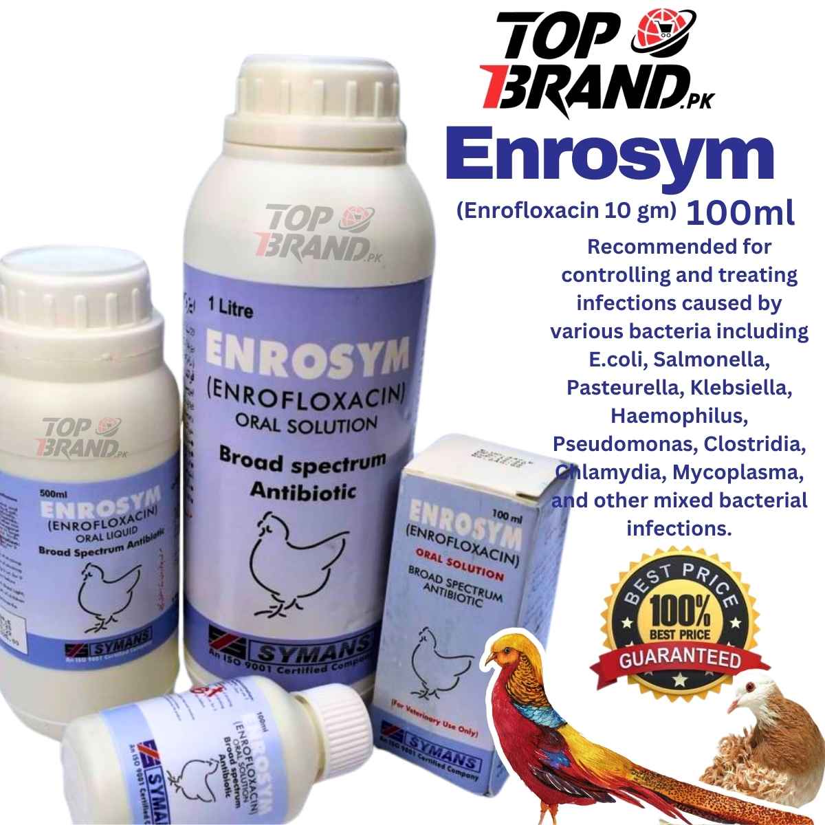 Enrosym (Enrofloxacin) Effective Solution for Bacterial Infections in Poultry & Livestock
