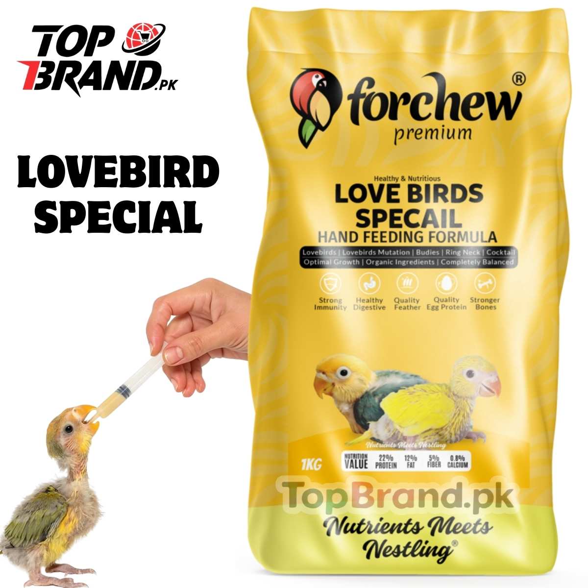 Forchew Hand Feeding Formula for Lovebirds, Budgies, and Cockatiels
