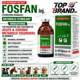treatment of acute and chronic metabolic disorders. metabolic conditions associated weakness, reduced appetite, poor development, emaciation, reduced milk production, calcium metabolic disorders and fatigue following work. Treatmet intravenous, intramuscular or subcutaneous Treatment Toldimfos Sodium 4-Dimethylamino-o-tolyl phosphonous acid sodium salt Fosfan injection for acute and chronic metabolic disorders Selmore Proucts Samu Median Co Products Veterniary products
