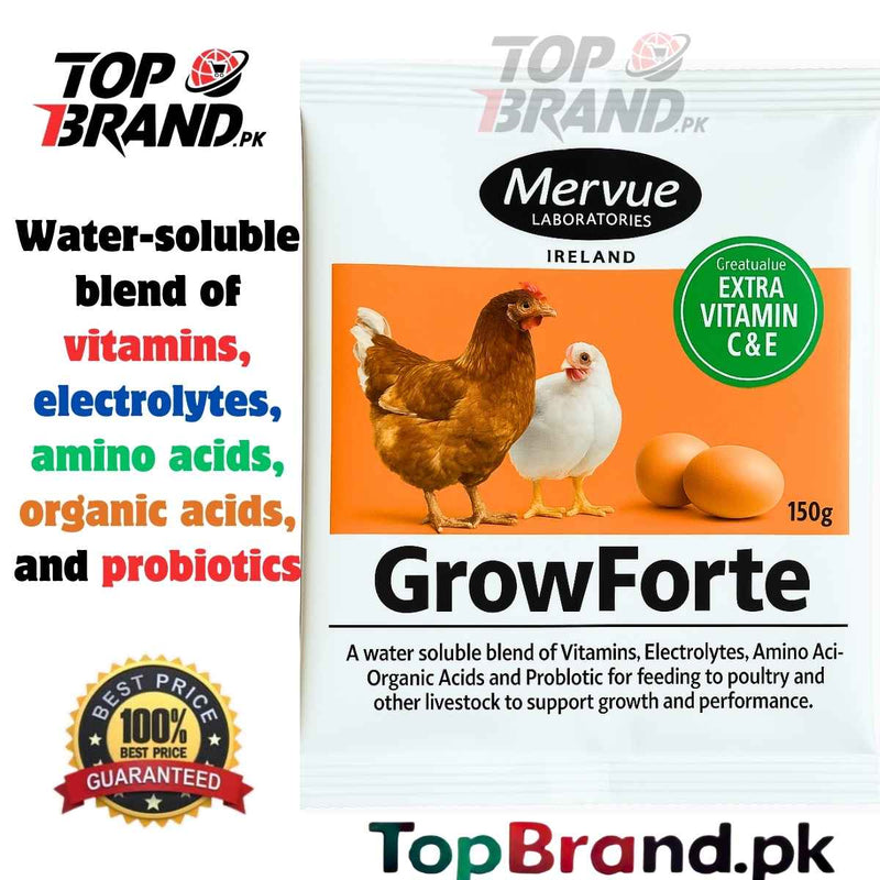 Grow Forte 150g – Water-Soluble Vitamin, Electrolyte & Probiotic Supplement for Poultry & Livestock