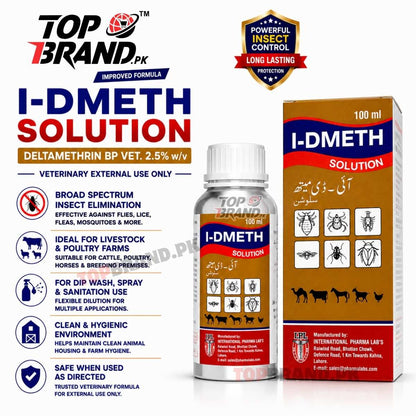 I-DMETH (Deltamethrin) Solution (For Fleas, Tcks, Mites control)