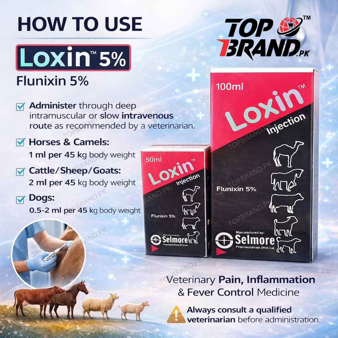 Loxin Flunixin 5% Veterinary Pain and Inflammation Relief for Livestock ...