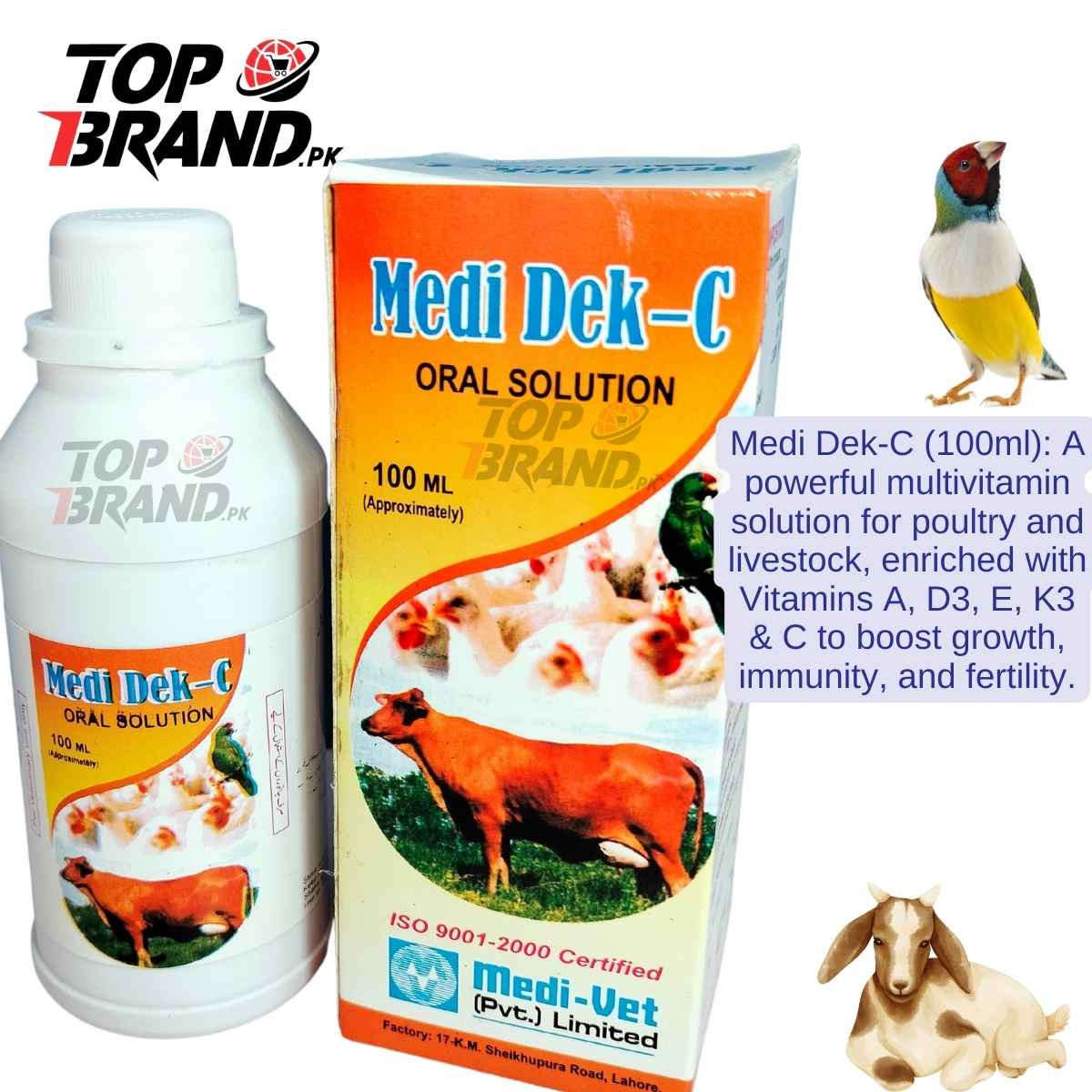 Medi Dek-C – Vitamin A, D3, E, K3 & C Formula for Livestock & Poultry