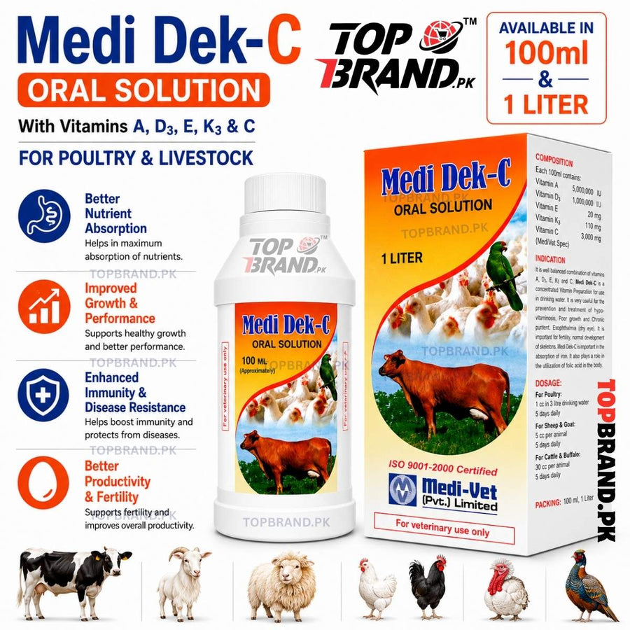 میڈی ڈیک-C – وٹامن A، D3، E، K3 اور C (ADEK)