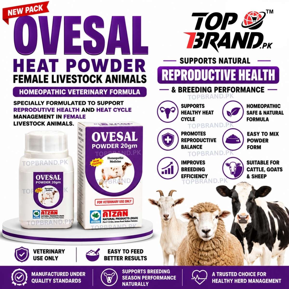 Ovesal 20g Heat Powder for Female Livestock Animals