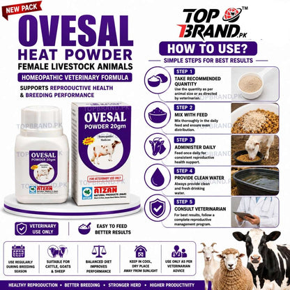 Ovesal 20g Heat Powder for Female Livestock Animals