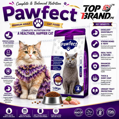 Pawfect Adult Cat Food 1kg – Chicken Flavour Complete & Balanced Nutrition