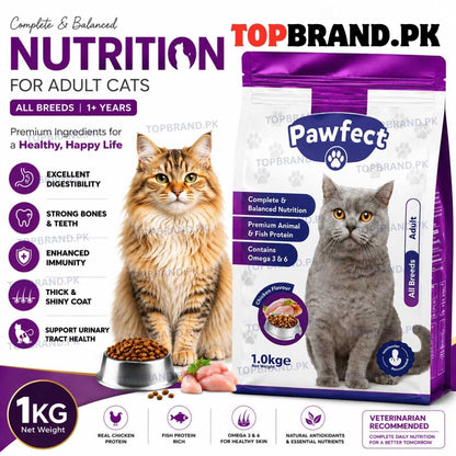 Pawfect Adult Cat Food 1kg – Chicken Flavour Complete & Balanced Nutrition
