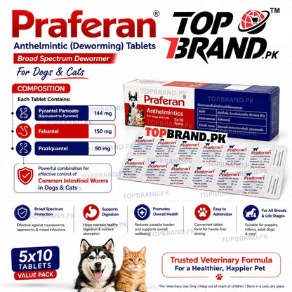 Praferan Cats & Dog Deworming Tablet