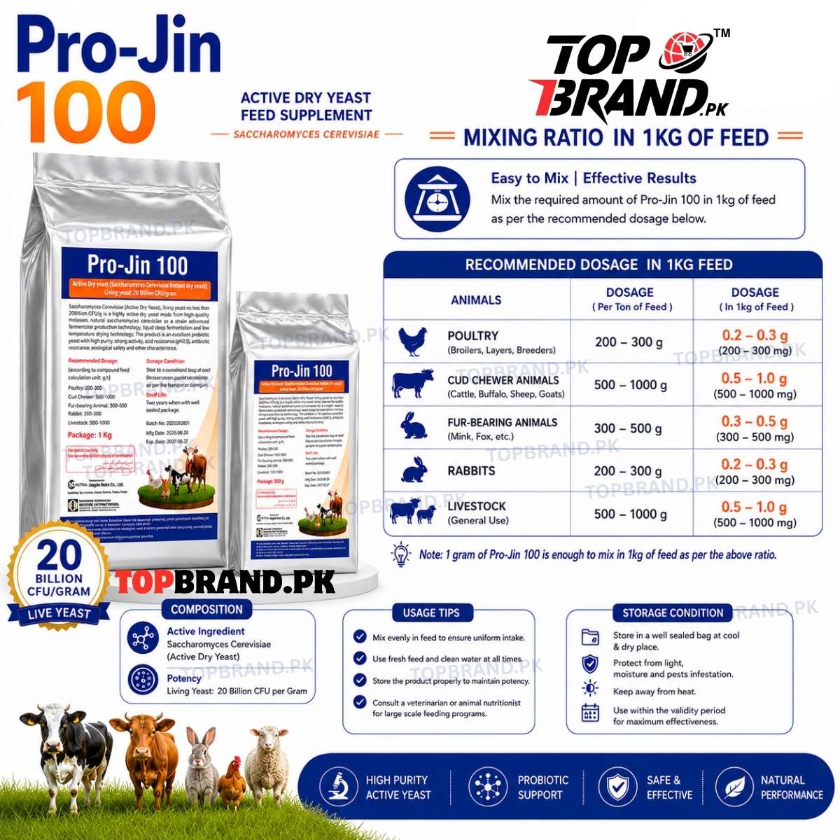 Pro-Jin 100 (Live Yeast-Probiotic) Active Dry Yeast Feed Supplement