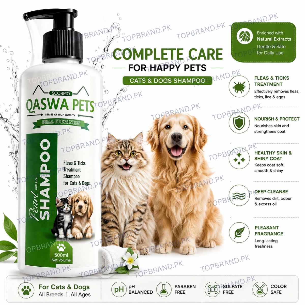Cat &amp; Dog Anti Lice, Anti Parasite, Flea &amp; Tick Shampoo, Deep Cleansing &amp; Odor Control &amp; Skin Protection Formula.