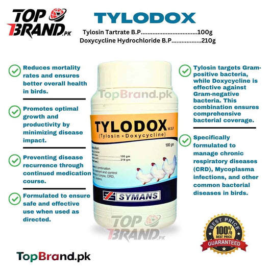 Tylosin Tartrate  Doxycycline HCl 
CRD  Coryza & Mycoplasma Control in Poultry  Coryza and Mycoplasma Control in Poultry

