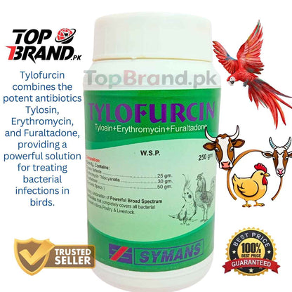 Symans Tylofurcin –  (Tylosin Tartrate + Erythromycin Thiocyanate + Furaltadone) for poultry and live stock