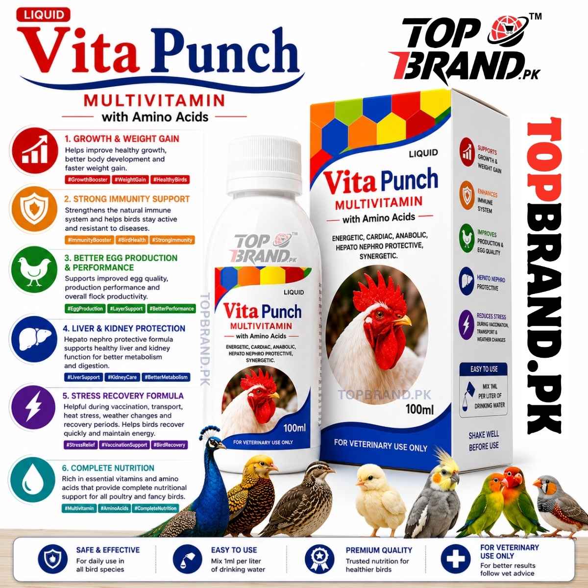 Vita Punch 100ml Poultry Multivitamin & Amino Acids for Birds