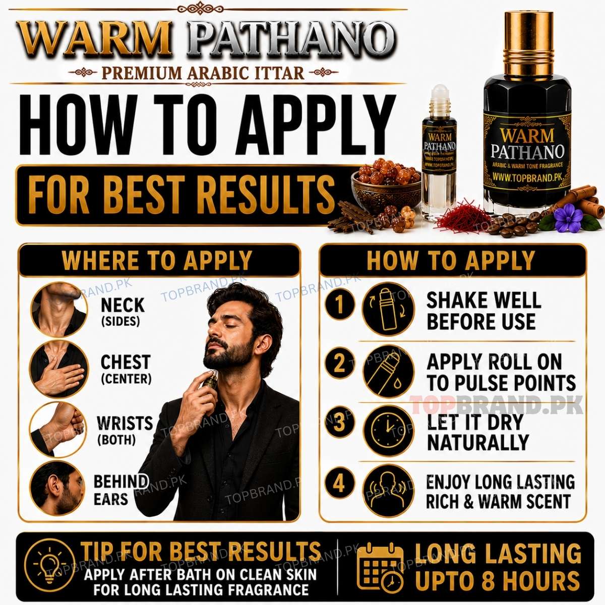 Warn pathano Black Afghano Arabian Perfumes Arabian Attars Oud tobacco Arabian Perfume Oil for Men Warm Spicy Oud Perfume Oil 
Amber Musk Long Lasting Arabian Perfume Oil for Men Mature Arabic Fragrance High Projection Oud Zafraan Attar Royal Oud by Elecnts 
J. Fragrances (Junaid Jamshed) Perfumes Attar Ittars Scents N Stories Fragrances Perfumes Attars Bonanza Satrangi Perfumes Sapphire Fragrances Khaadi Fragrance topquality high rated itar