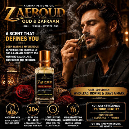 ZAFROUD Oud and Zafraan Perfume Oil Crystal Safroon Irani Zafraan Crystal Zafraan Crystan Zafran Arabian Perfumes Arabian Attars Oud Zafraan Arabian Perfume Oil for Men Warm Spicy Oud Perfume Oil 
Amber Musk Long Lasting Arabian Perfume Oil for Men Mature Arabic Fragrance High Projection Oud Zafraan Attar Royal Oud by Elecnts 
J. Fragrances (Junaid Jamshed) Perfumes Attar Ittars Scents N Stories Fragrances Perfumes Attars Bonanza Satrangi Perfumes Sapphire Fragrances Khaadi Fragrance